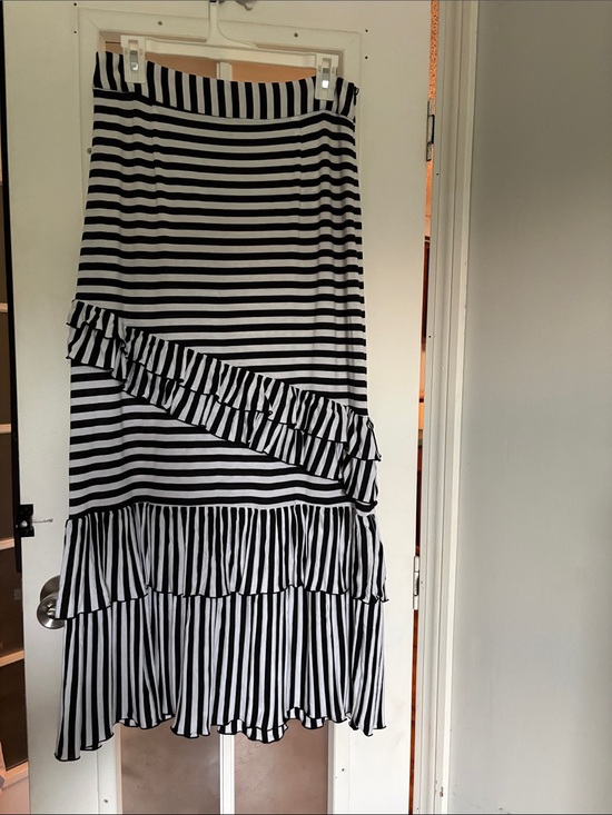 Dainty Jewells Dresses & Skirts - Sharon Tang Women’s Striped Ruffle Maxi Skirt - Black & White